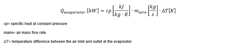 Evaporator refrigeration power equation